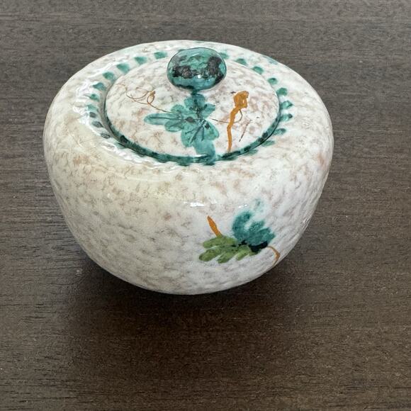 Italian Ceramic Sugar Bowl & Lid Hand Painted Signed Italy Floral Trinket Box 3" - Picture 3 of 16